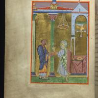 L'Abbé Bernon offrant un manuscrit à saint Pierre